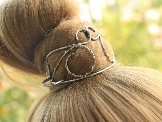 Silver Hair Bun Holder Hair Fork Bun Cover Bun Maker Unique Etsy