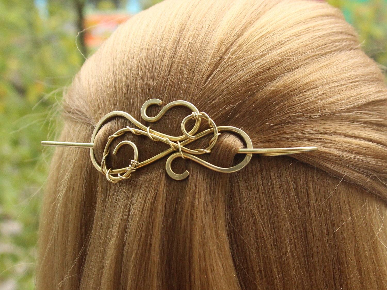 Gold Hair Barrette Hair Slide With Stick Wire Wrapped Etsy