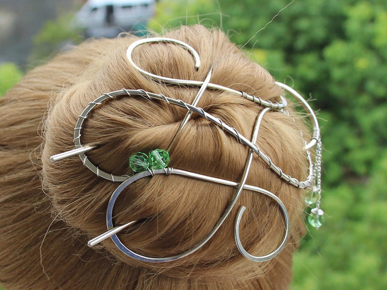Metal Hair Accessories Hair Bun Cover With U Hair Fork Large Etsy