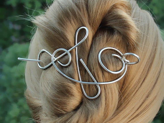 Silver Hair Clip Metal Hair Slide Medium Hair Barrette Hair Etsy