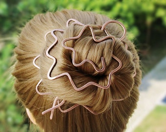 Roségold-Brötchenhalter mit Haarforke, Silber-Haarspange, moderne Haarknotenklammer, Frauen-Haarknotenabdeckung, Haarschmuck für Erwachsene, Weihnachtsgeschenk