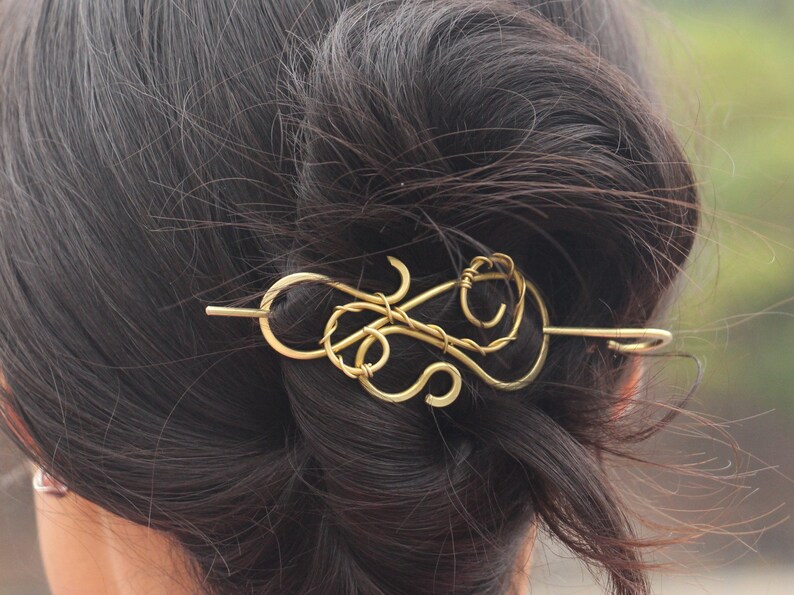 Celtic Hair Slide With Stick Hair Barrette Wire Wrapped Etsy