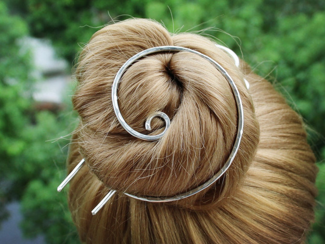 Sterling Silver Hair Bun Holder Gift for Mom Hair Bun Pin Etsy