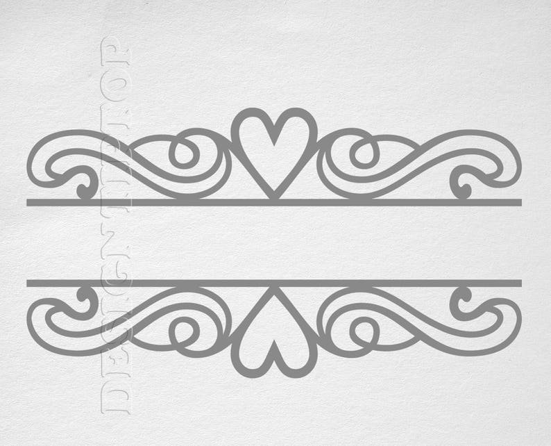 Download Split heart monogram SVG swirl SVG DXF monogram frame svg ...