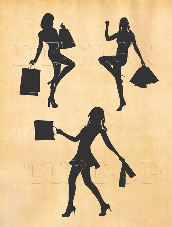 Download Woman Silhouette Svg Woman Shopping Print And Cut Files Etsy