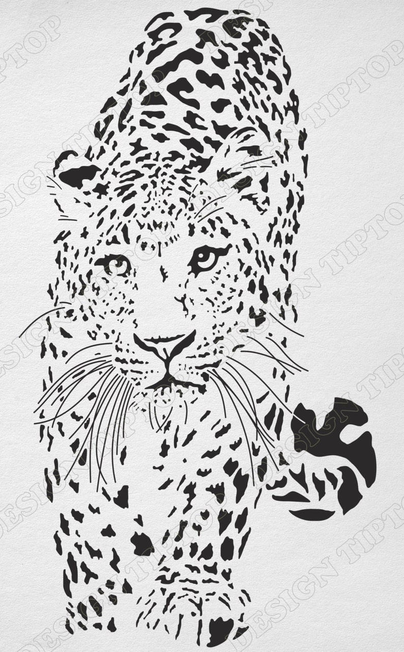 Silhouette leopard svg dxf eps png cut file leopard | Etsy