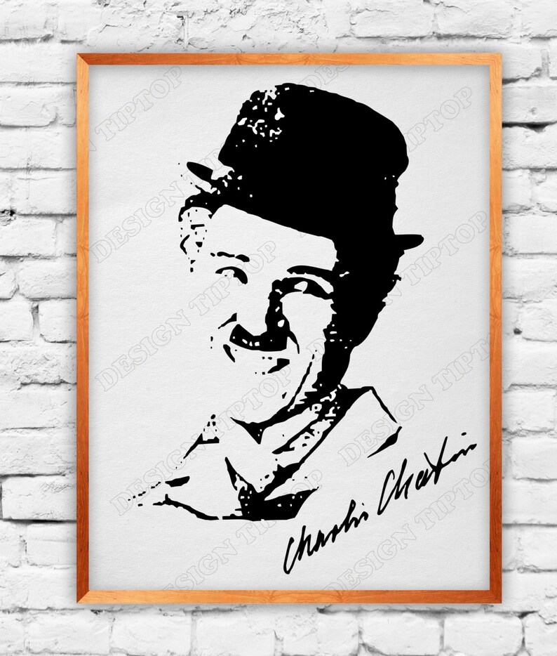 Charlie Chaplin print and cut files svg dxf png | Etsy