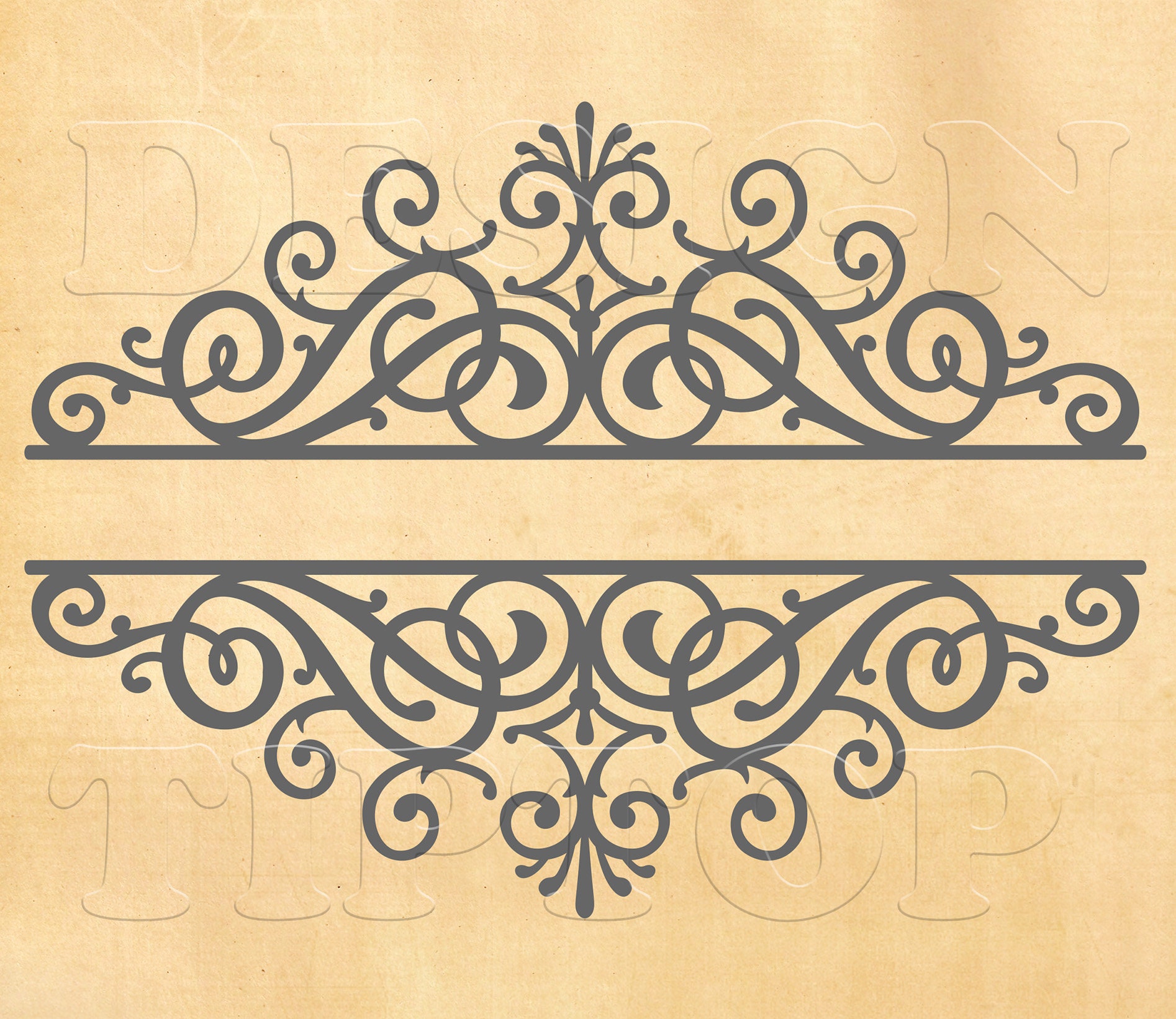 Split frame monogram svg swirl monogram laser cut files | Etsy