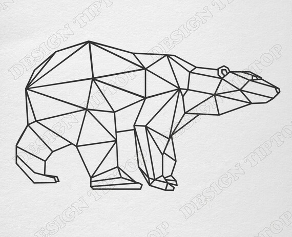 Download Geometric Bear Svg Dxf Png Silhouette Cricut Print And Etsy
