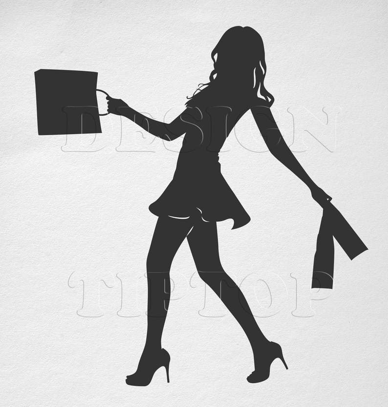 Download Woman silhouette SVG woman shopping print and cut files | Etsy