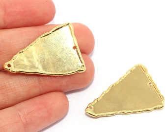 0.8mm thickness one hole charms findings OZ3622-120 Triangle Hammered raw brass 40x8mm