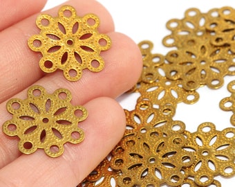 2 pcs Brass Filigree Flower 42mm Handmade Findings f142