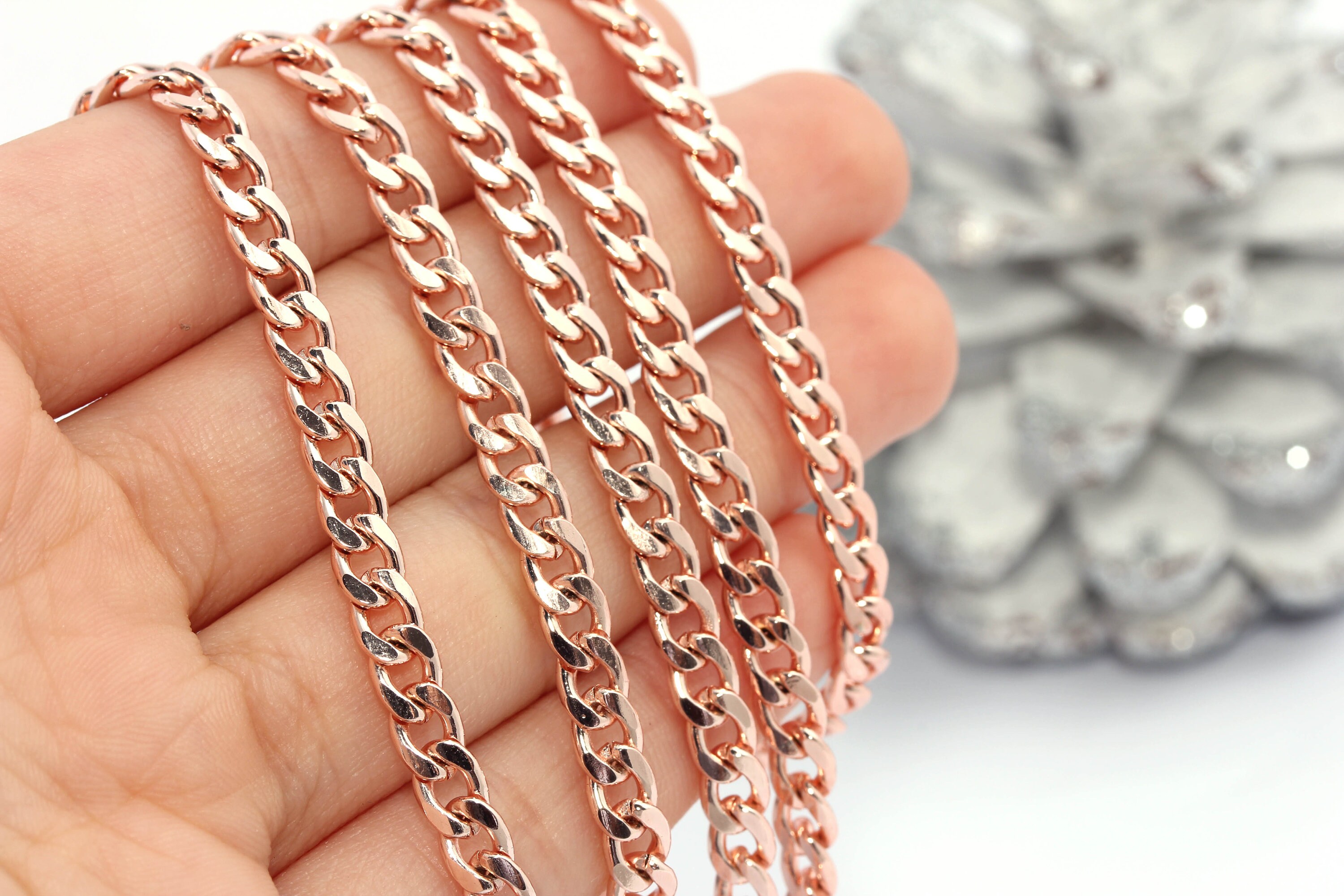 4.5mm Rose Gold Curb Chain Rose Gold Curb Chain SKU/LZC35 Etsy