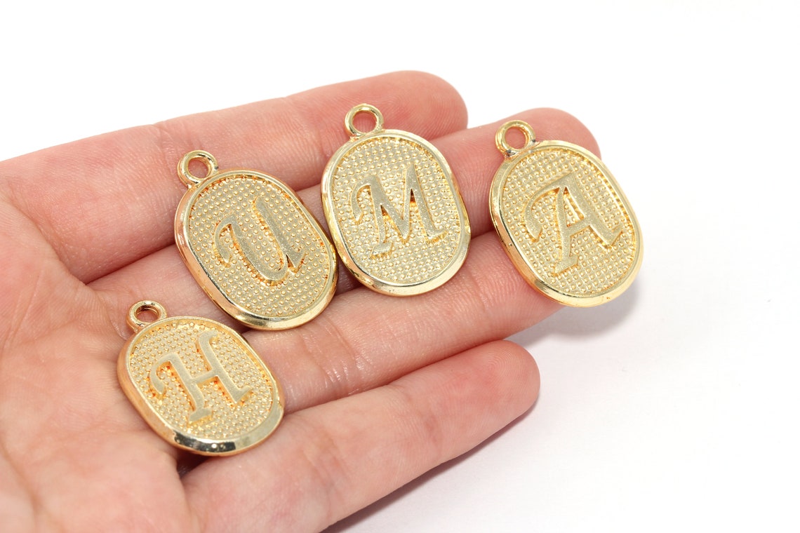 24K Gold Alphabet Letter Pendant Alphabet Letter Pendant Etsy