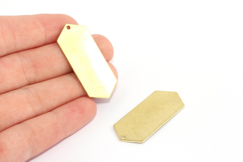 SKURW19 35x16 mm Raw Brass Hexagon Pendant Raw Brass Pendant Hexagon Stamping Blank