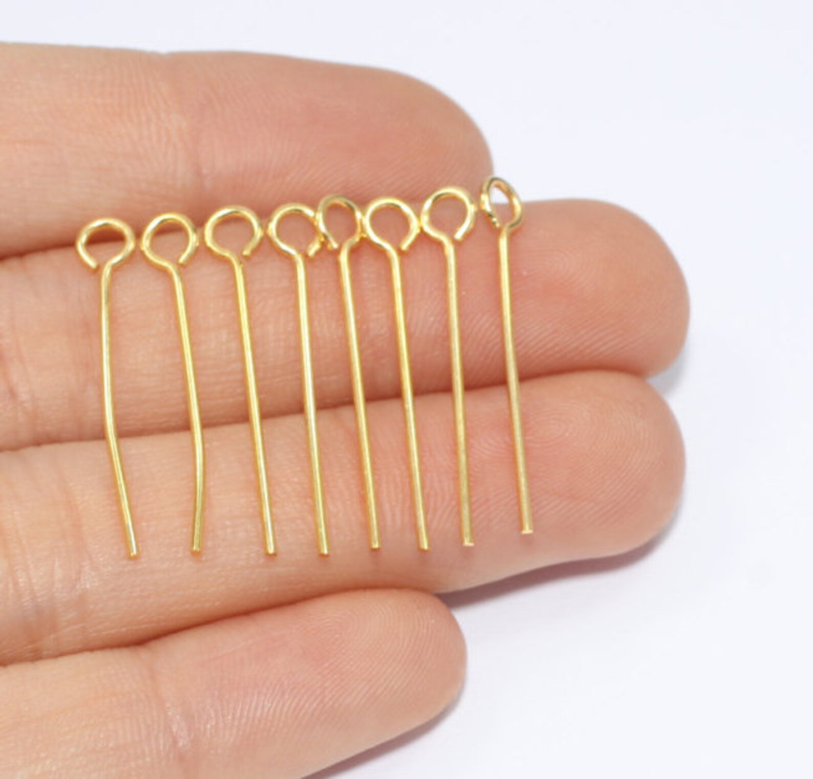 Eye Pin 25mm 20 GaGold Tone Eye Pins Shiny Brass Eye Pins Etsy