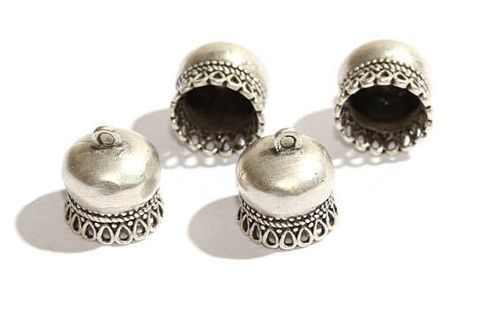 Large silver tassel cap bead cones rustic bead cap end caps metal tribal tassel cap,antique bead caps silver bead cap unique findings