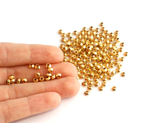 200 x 4mm Gold Plated Round Spacer Beads