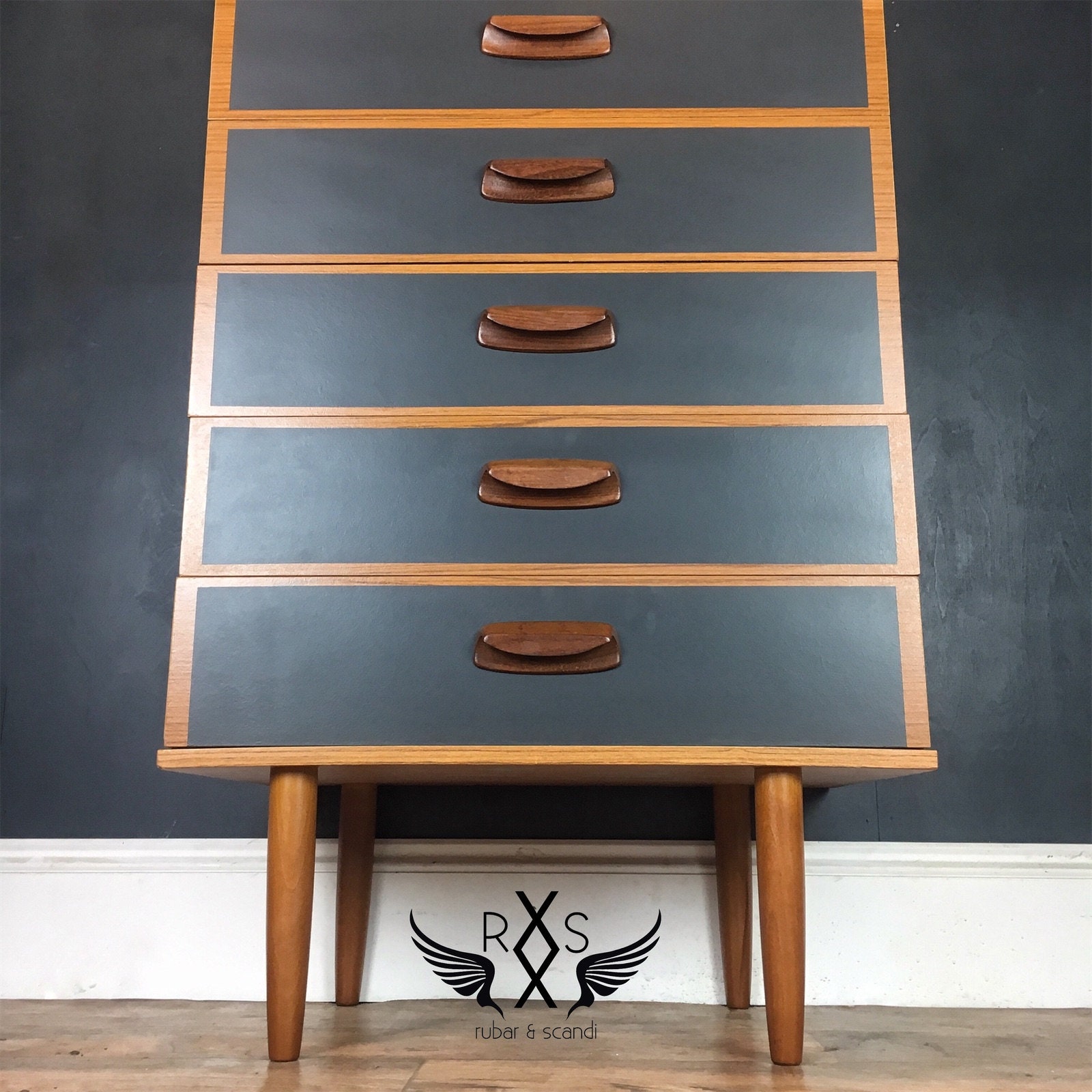 Mid Century Tallboy Chest of Drawers Painted in Fusion ash Etsy