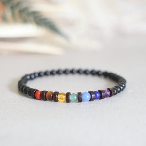 Dainty Chakra Bracelet Gift for Her, Minimalist Stacking Bracelet, Balance & Energy Crystal Bracelet, Meaningful Jewellery