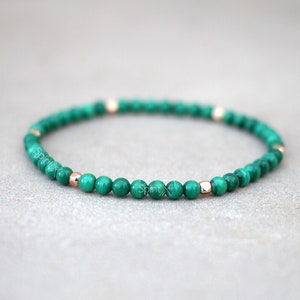 Dainty Malachite Bracelet 4mm Natural and Genuine Malachite Beads