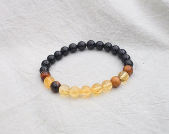 Bracelet fait main en tourmaline noire avec citrine et pierres de cristal véritable oeil de tigre