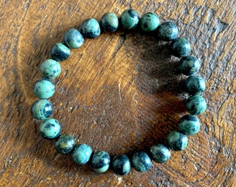 Bracelet fait main en perles de jaspe kambaba, coupe extensible, perles de 8 mm avec pochette cadeau