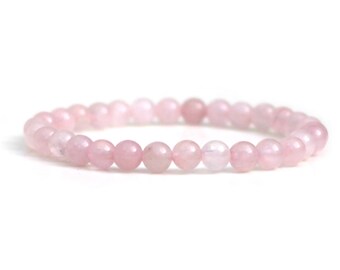 Rose Quartz Bracelet 6mm Natural Semi-Precious Gemstone Beads Choose Size