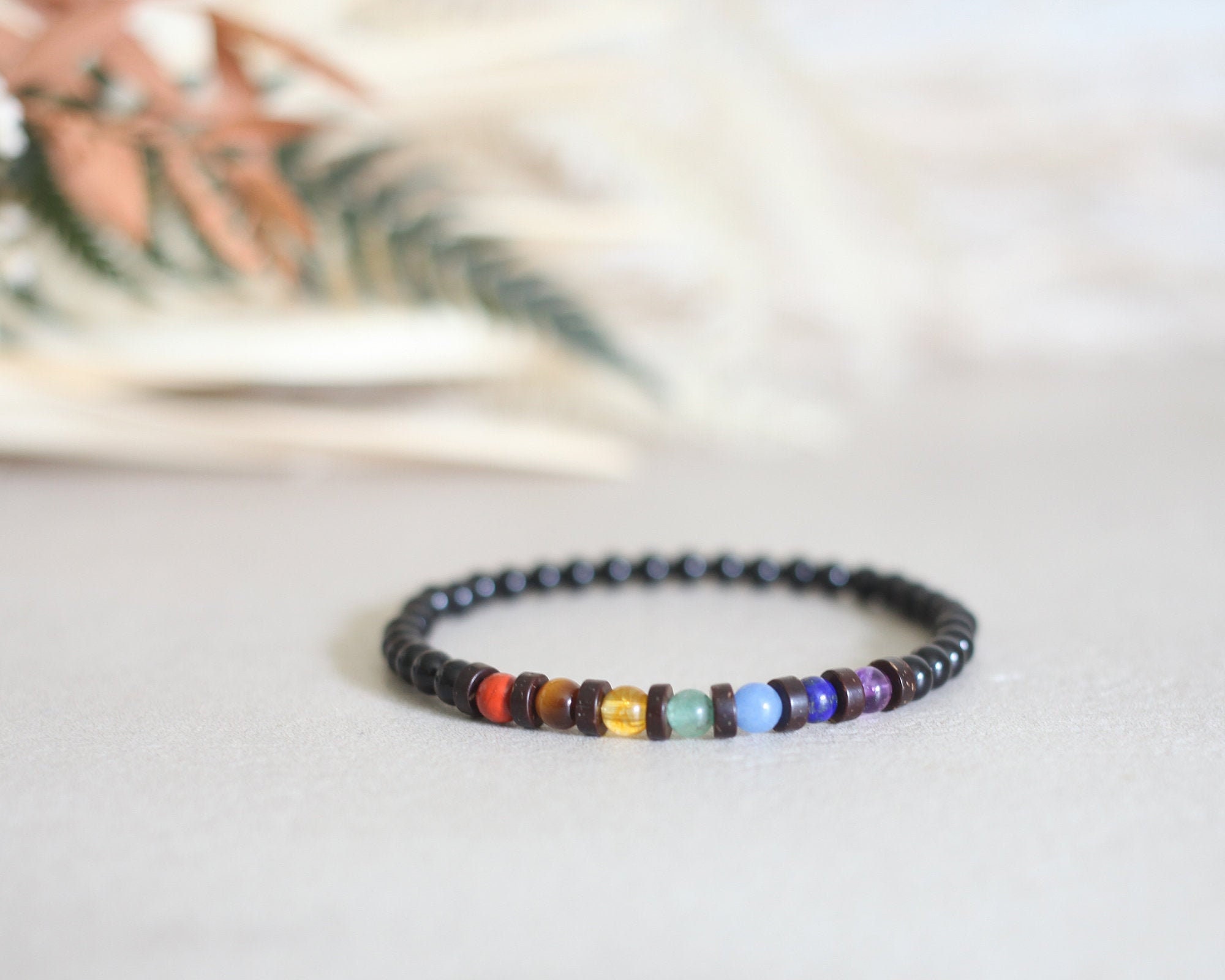 Handmade Dainty Chakra Bracelet 4mm Gemstone Beads With