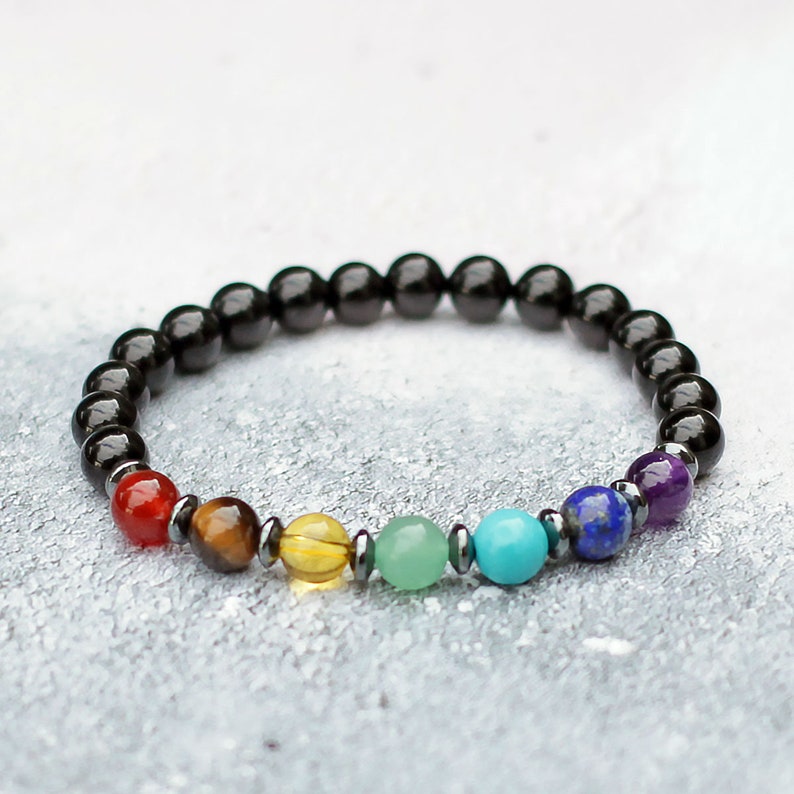 7 Chakra Bracelet Healing Energy Bracelet Genuine Gemstone Etsy