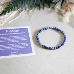 Handmade Dainty Sodalite Bracelet 4mm Diameter Stone Beads with Choice of Spacers image 4