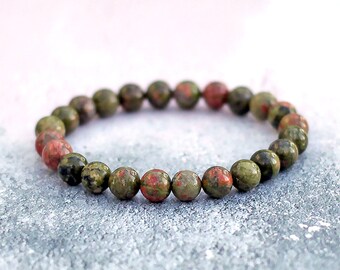 EvaDane Natural Unakite Gemstone Tibetan Bead Alphabet Letter Y Charm Stretch Bracelet EvaDane Natural Unakite Gemstone Tibetan Bead Alphabet Letter Y Charm Stretch Bracelet