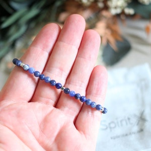 Handmade Dainty Sodalite Bracelet 4mm Diameter Stone Beads with Choice of Spacers image 3