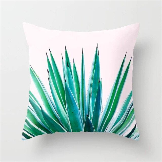 Coussin Décoratif Cactus Aloe Vera Verte Tissu Microfibre | Déco d'intérieur Salon & Chambre| Design
