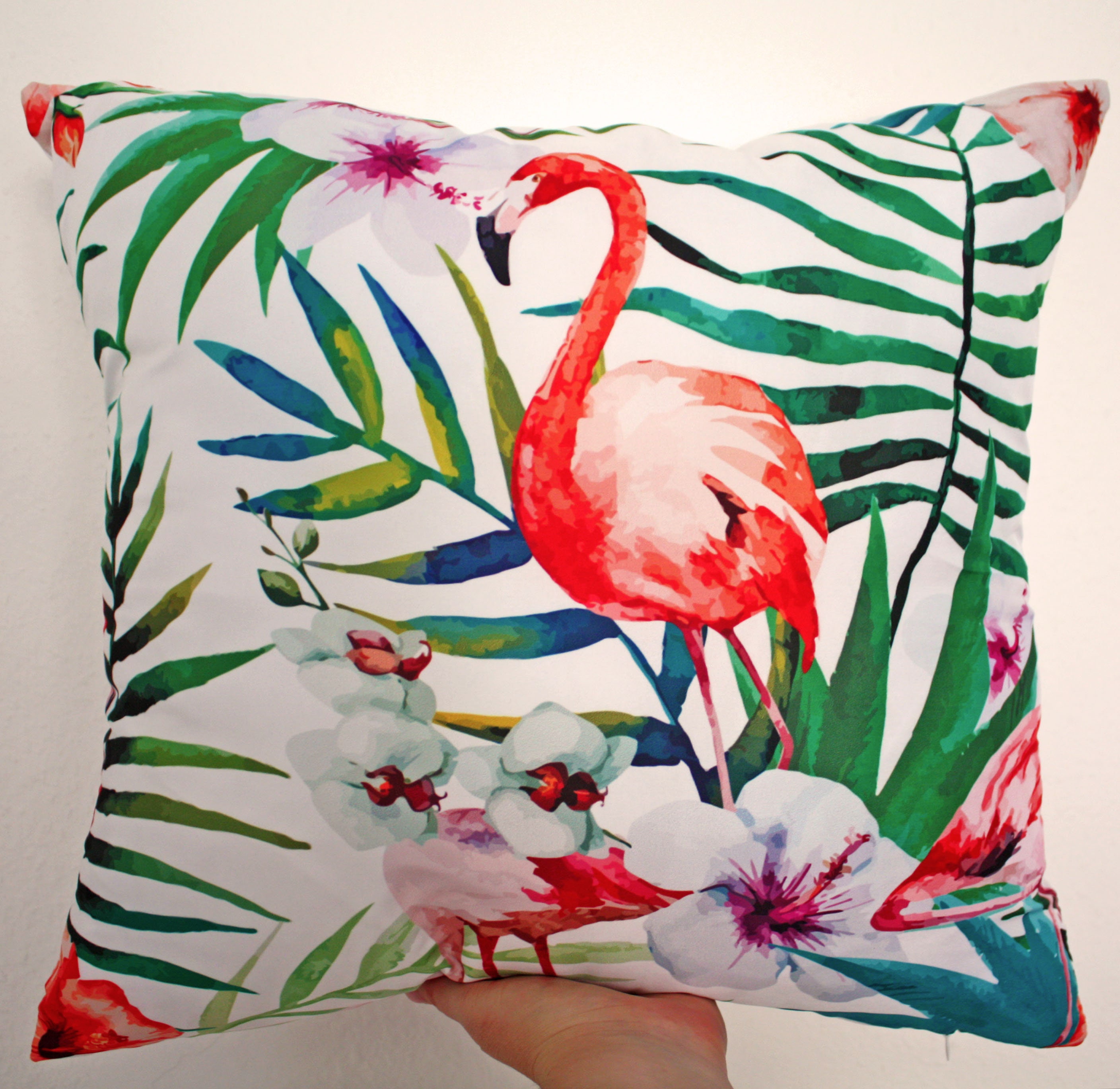 Coussin Décoratif Tissu Lin & Coton Beige | Décoration Maison Salon et Chambre Art Design Tropical F