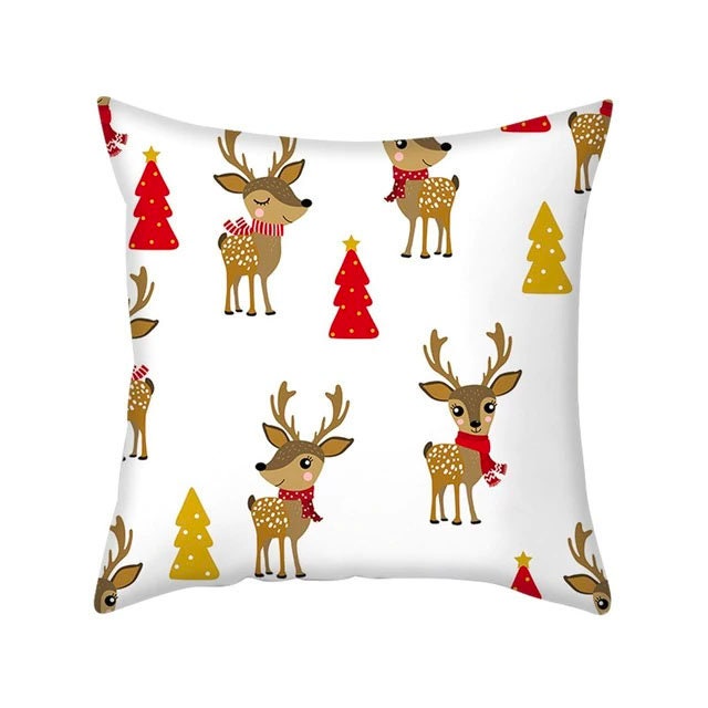 Coussin Décoratif Noel Cerf Sapin Tissu Microfibre | Décoration Bébé Chambre Enfant Dessin Tout Peti