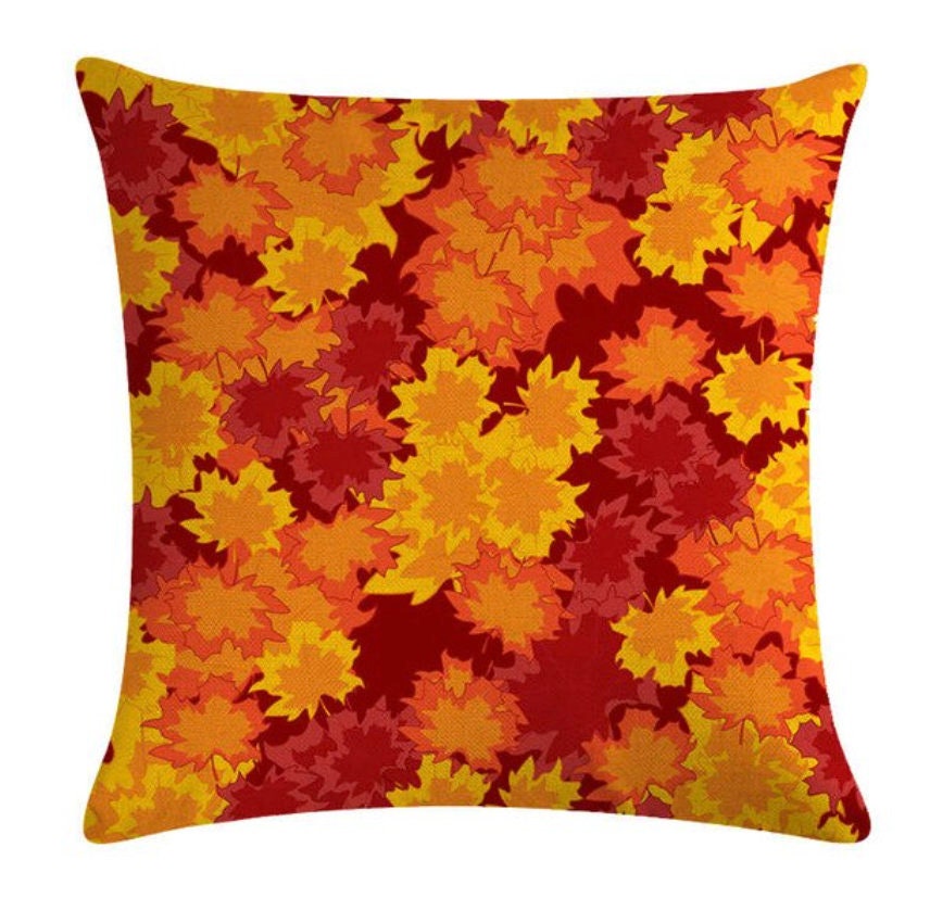 Coussin Décoratif en Lin Feuilles Automne | Décoration d'intérieur Salon & Chambre Design Nature Lea