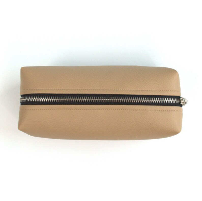 Vegan Leather Pencil Case Metal Zipper Beige Pencil Pouch Etsy