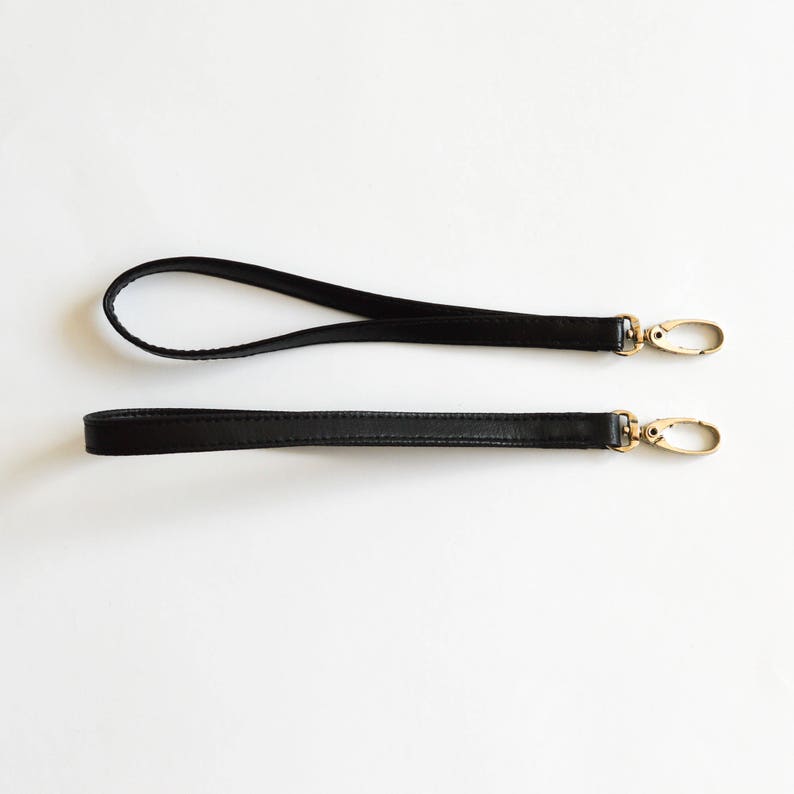 Wristlet Black Vegan Leather Wrist Strap Clutch Strap Pouch Etsy