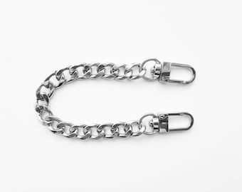Handmade Metal Chain Wristlet Strap with Carabiner