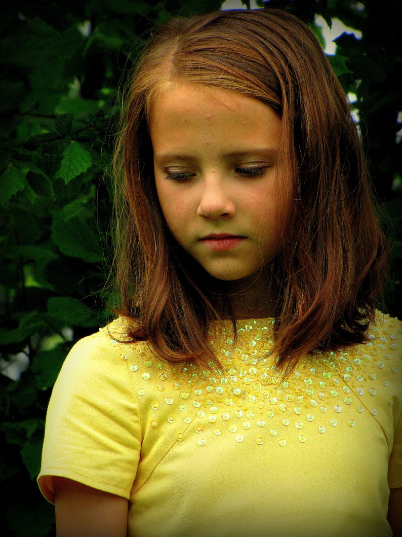 Yellow Kids Dress, Children Dress, Hand Embroidered Yellow Dress
