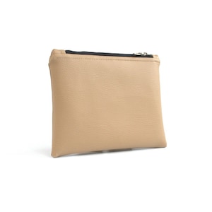 Billetera de cuero vegano, Bolsa beige, Monedero de moneda beige, Monedero de moneda de cuero, Regalo de dama de honor, Bolso con cremallera de metal, Bolso de viaje, Billetera pequeña