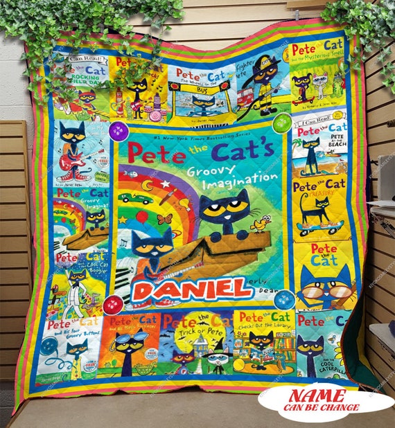 Personalized Pete the Cat Blanket Pete the Cat Quilt Groovy Etsy