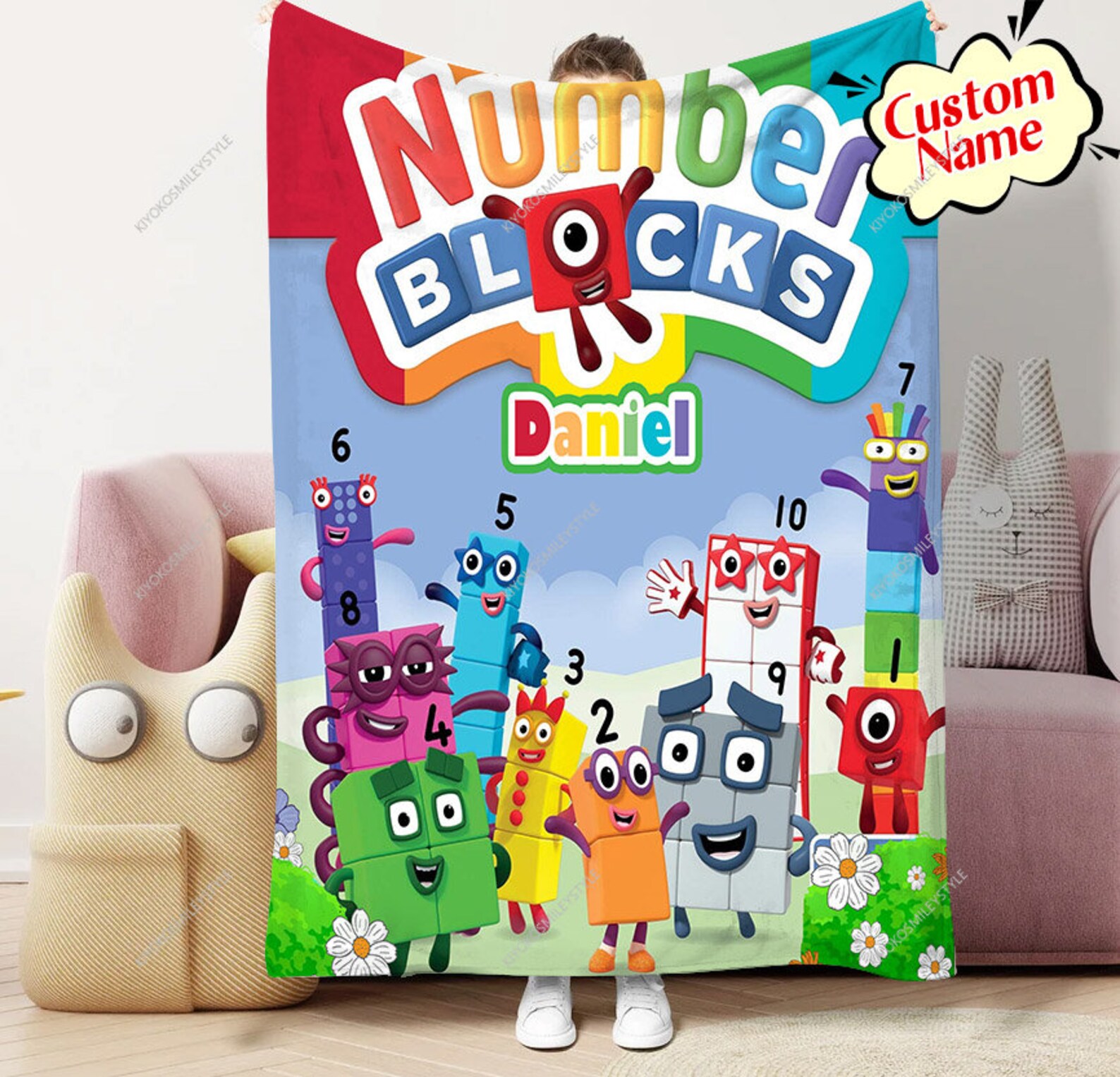 Custom Numberblocks Blanket Numberblocks Kids Birthday Party Etsy