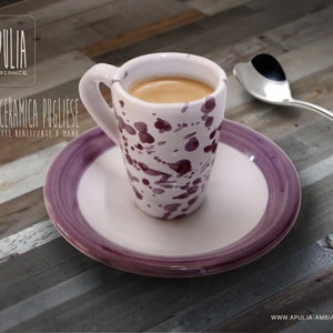 Servizio da caffè in ceramica decorata a mano 12 pezzi (6 tazzine + 6 piattini)