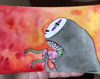 Hangry - 4 x 6 Hand Painted Watercolor No Face Postcard Fan Art