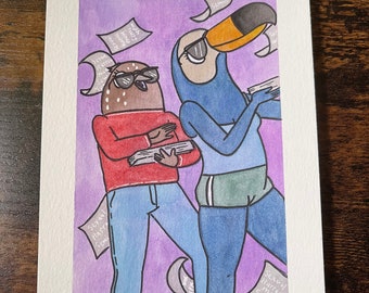 Sexual Harassment Seminar at 4pm -  5” x 7” Ink and Watercolor Painting / Fan Art