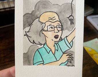 My Keys! - 3.5” x 5” Ink and Water Painting / Peggy Hill  Fan Art