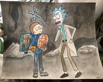 What If We Ate It? - 8” x 10” Ink and Watercolor Fan Art Painting / Rick and Morty
