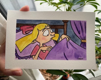 What Goes Bump In the Night  - 4”x 6” Ink and Watercolor Helga Fan Art / Painting